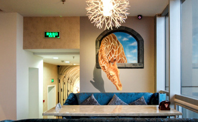 「开啡馆彩绘」立体手绘墙